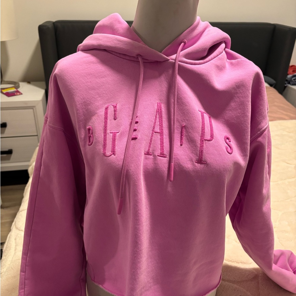GAP x Beis Bright Pink Cropped oversized Hoodie